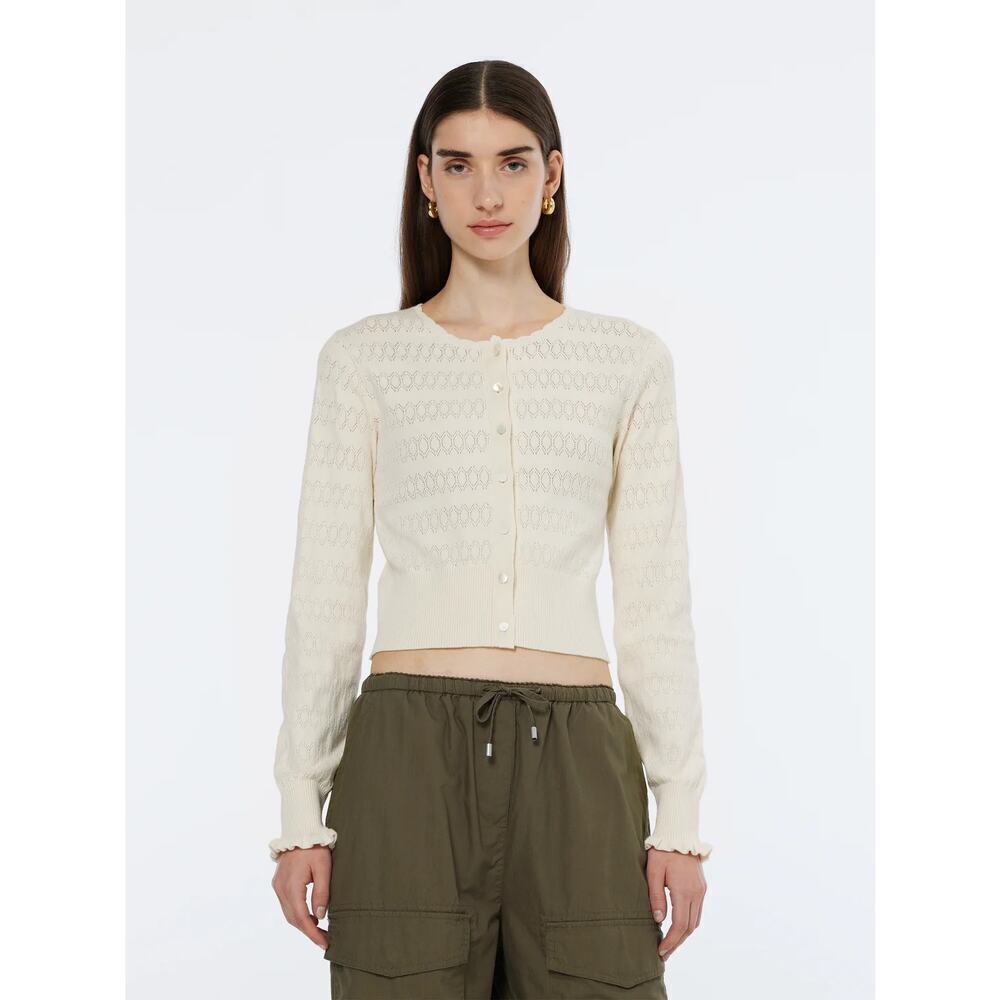 Scotch and Soda Cream Pointelle Knit Cardigan Size XS Soft front buttons